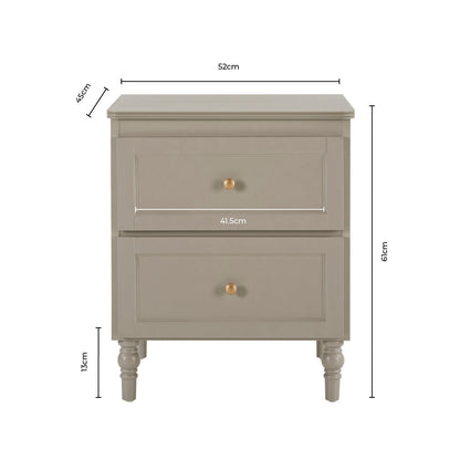 Ruby Bedside Table - Stone Grey - DUSK