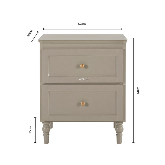 Ruby Bedside Table - Stone Grey - DUSK