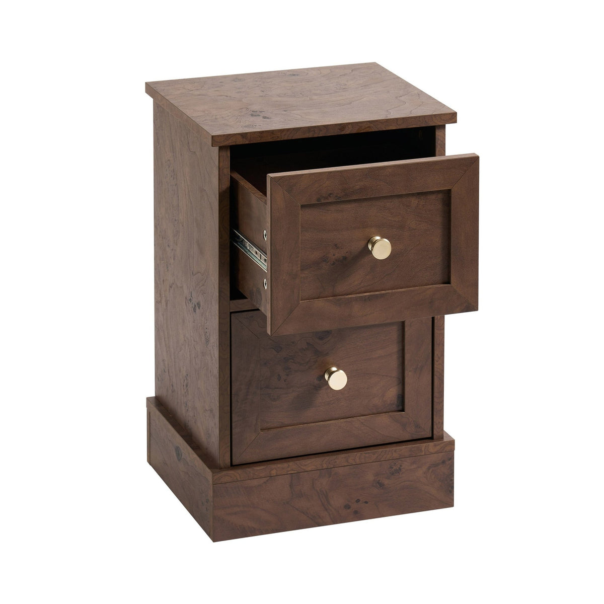 Ruby Compact 2 Drawer Bedside Table - Dark Burl Effect - DUSK