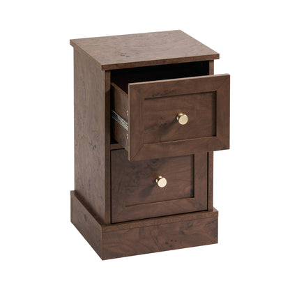 Ruby Compact 2 Drawer Bedside Table - Dark Burl Effect - DUSK