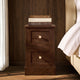 Ruby Compact 2 Drawer Bedside Table - Dark Burl Effect - DUSK