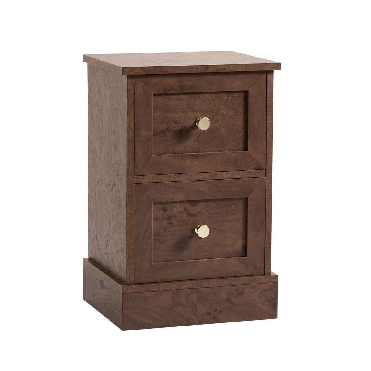Ruby Compact 2 Drawer Bedside Table - Dark Burl Effect - DUSK