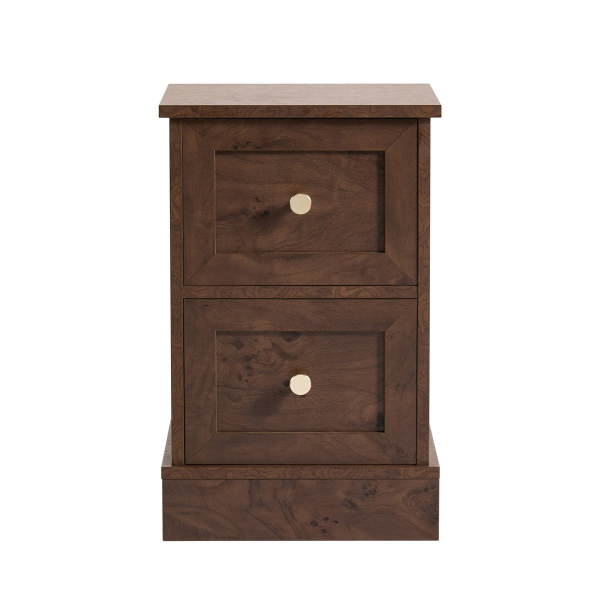 Ruby Compact 2 Drawer Bedside Table - Dark Burl Effect - DUSK