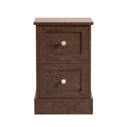 Ruby Compact 2 Drawer Bedside Table - Dark Burl Effect - DUSK