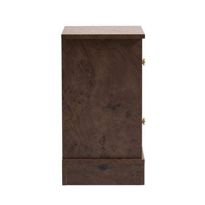 Ruby Compact 2 Drawer Bedside Table - Dark Burl Effect - DUSK