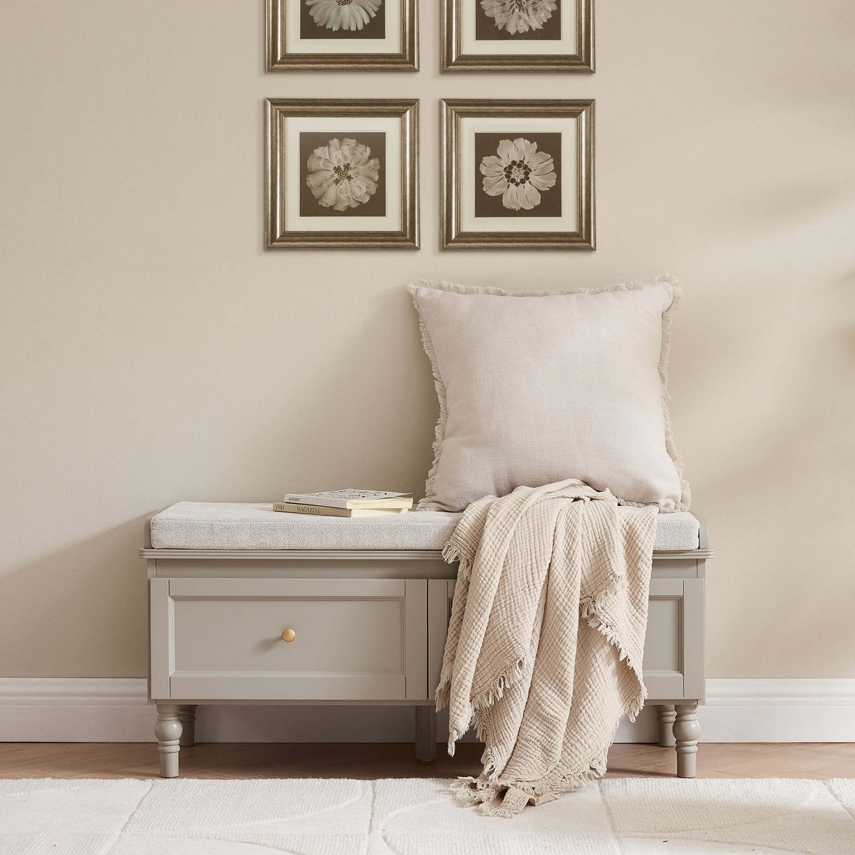 Ruby Storage Cupboard With Seat - Taupe - DUSK