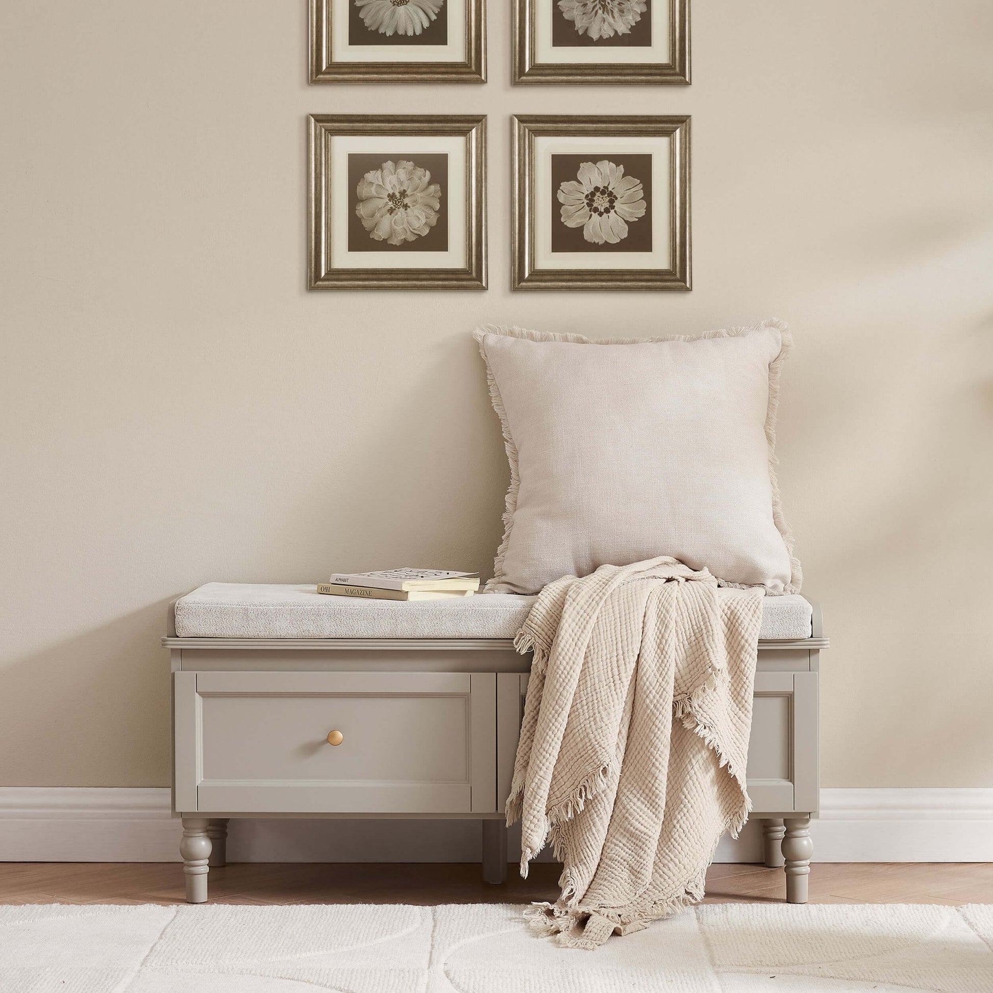 Ruby Storage Cupboard With Seat - Taupe - DUSK