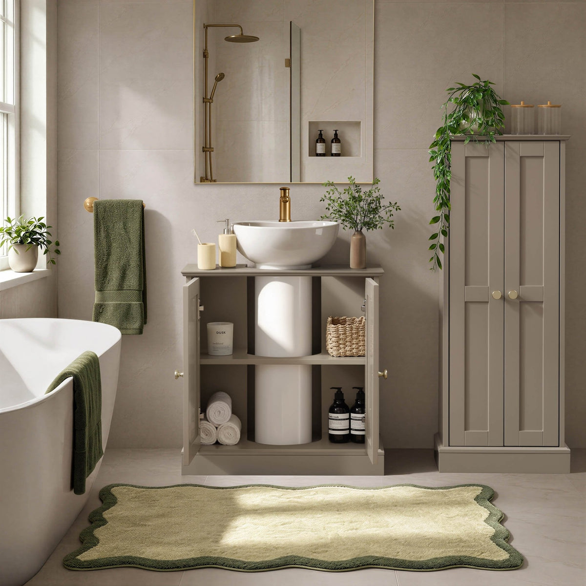 Ruby Under Sink Bathroom Cabinet - Taupe - DUSK
