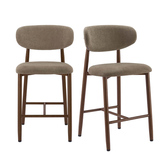 Sally Set of 2 Barstools - Chenille Mushroom - DUSK