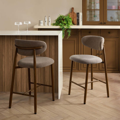 Sally Set of 2 Barstools - Chenille Mushroom - DUSK