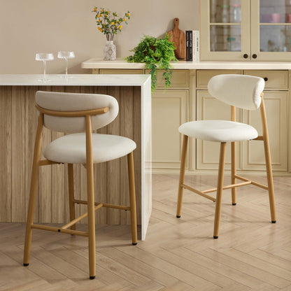 Sally Set of 2 Barstools - Cream Linen - DUSK