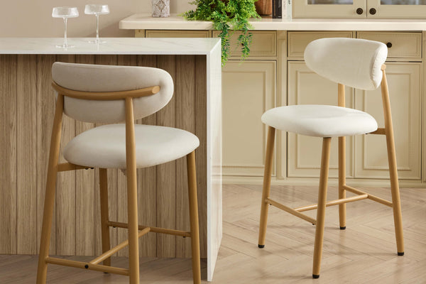 Sally Set of 2 Barstools - Cream Linen - DUSK
