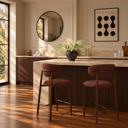 Sally Set of 2 Barstools - Honeycomb Chenille Terracotta - DUSK