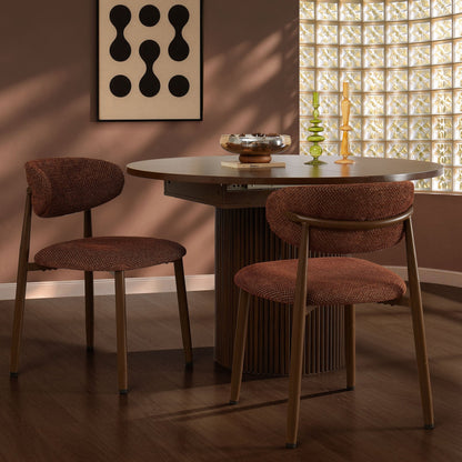 Sally Set of 2 Dining Chairs - Honeycomb Chenille Terracotta - DUSK