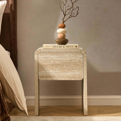 Samira Side Table - Travertine Effect - DUSK
