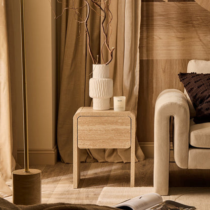 Samira Side Table - Travertine Effect - DUSK