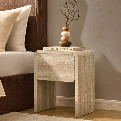 Samira Side Table - Travertine Effect - DUSK