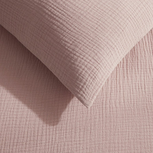 Santorini Muslin Duvet Cover & Pillowcase Set - Blush Pink - DUSK