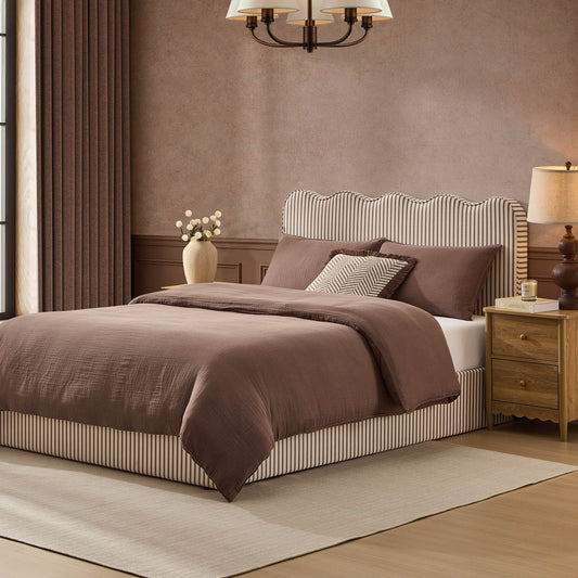 Santorini Muslin Duvet Cover & Pillowcase Set - Mocha - DUSK