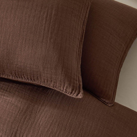 Santorini Muslin Duvet Cover & Pillowcase Set - Mocha - DUSK