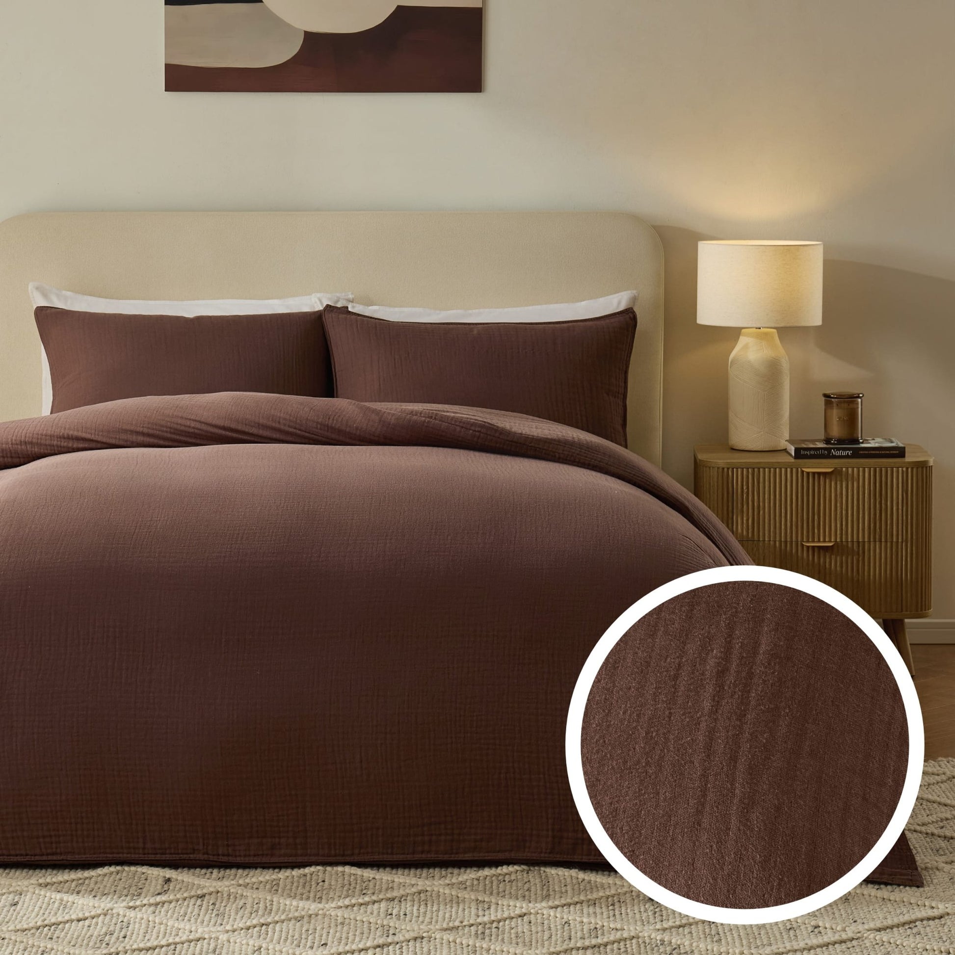 Santorini Muslin Duvet Cover & Pillowcase Set - Mocha - DUSK