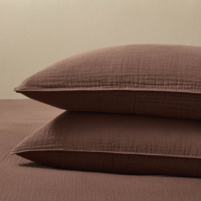 Santorini Muslin Duvet Cover & Pillowcase Set - Mocha - DUSK