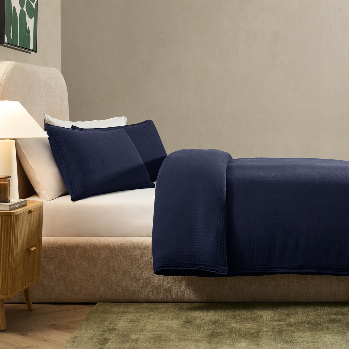 Santorini Muslin Duvet Cover & Pillowcase Set - Navy - DUSK