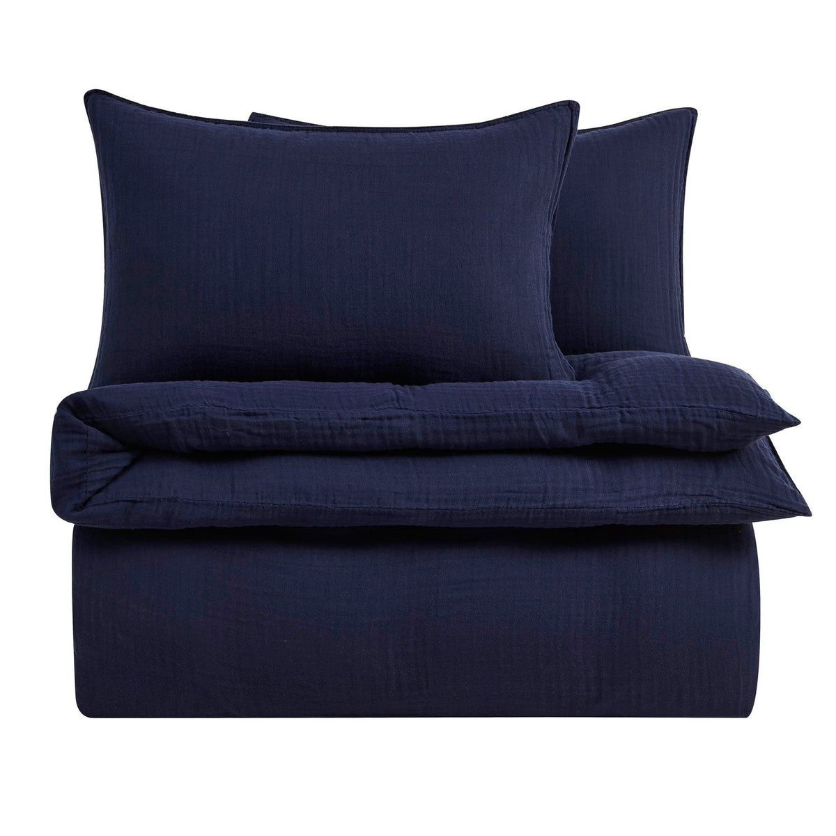Santorini Muslin Duvet Cover & Pillowcase Set - Navy - DUSK