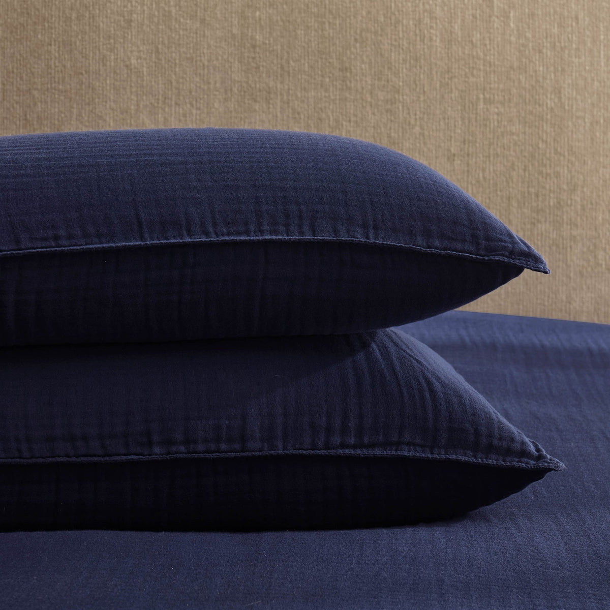 Santorini Muslin Duvet Cover & Pillowcase Set - Navy - DUSK