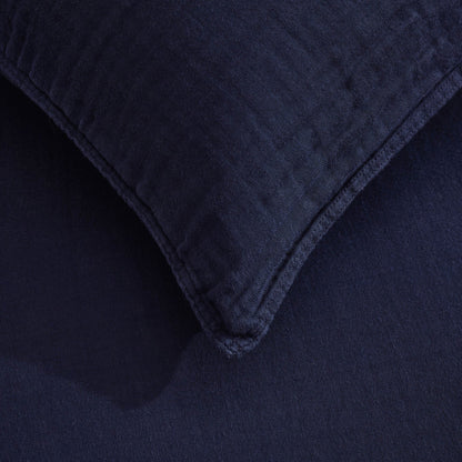 Santorini Muslin Duvet Cover & Pillowcase Set - Navy - DUSK