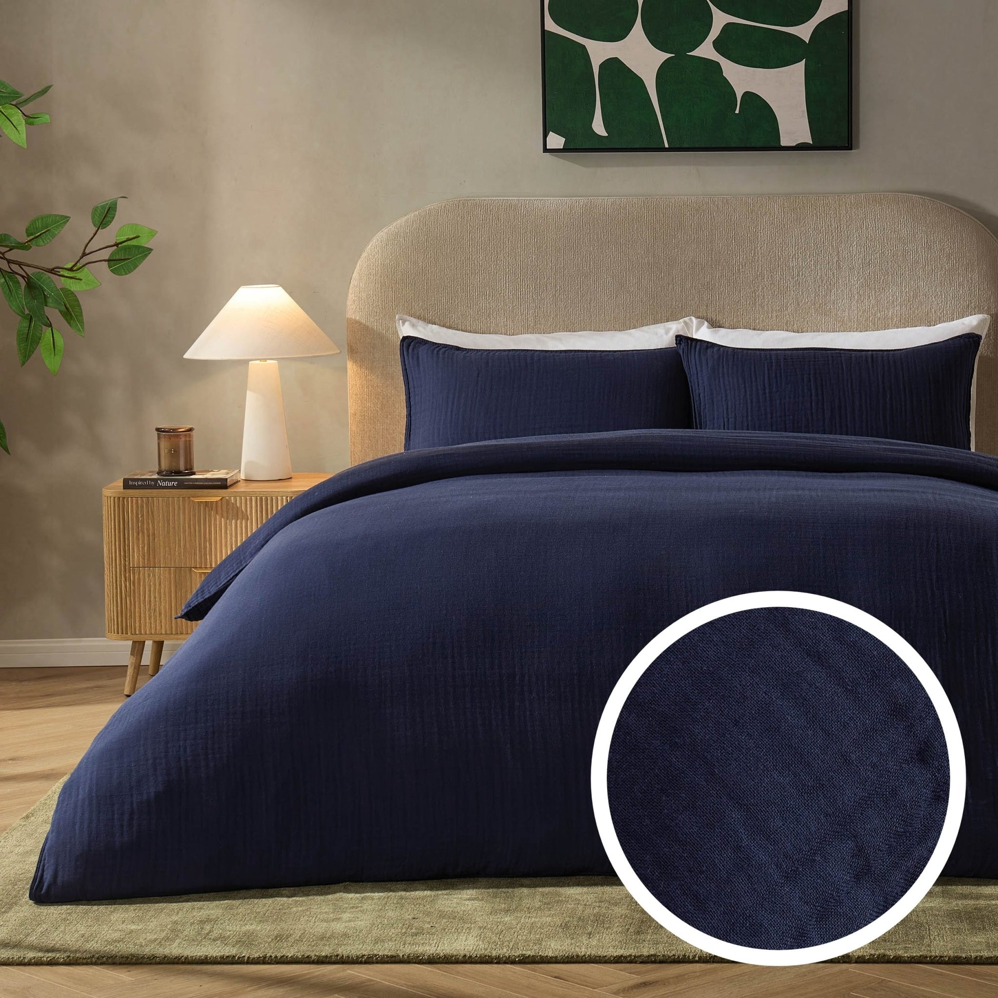 Santorini Muslin Duvet Cover & Pillowcase Set - Navy - DUSK