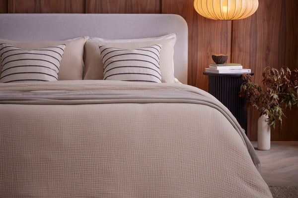 Santorini Muslin Duvet Cover & Pillowcase Set - Oatmeal - DUSK