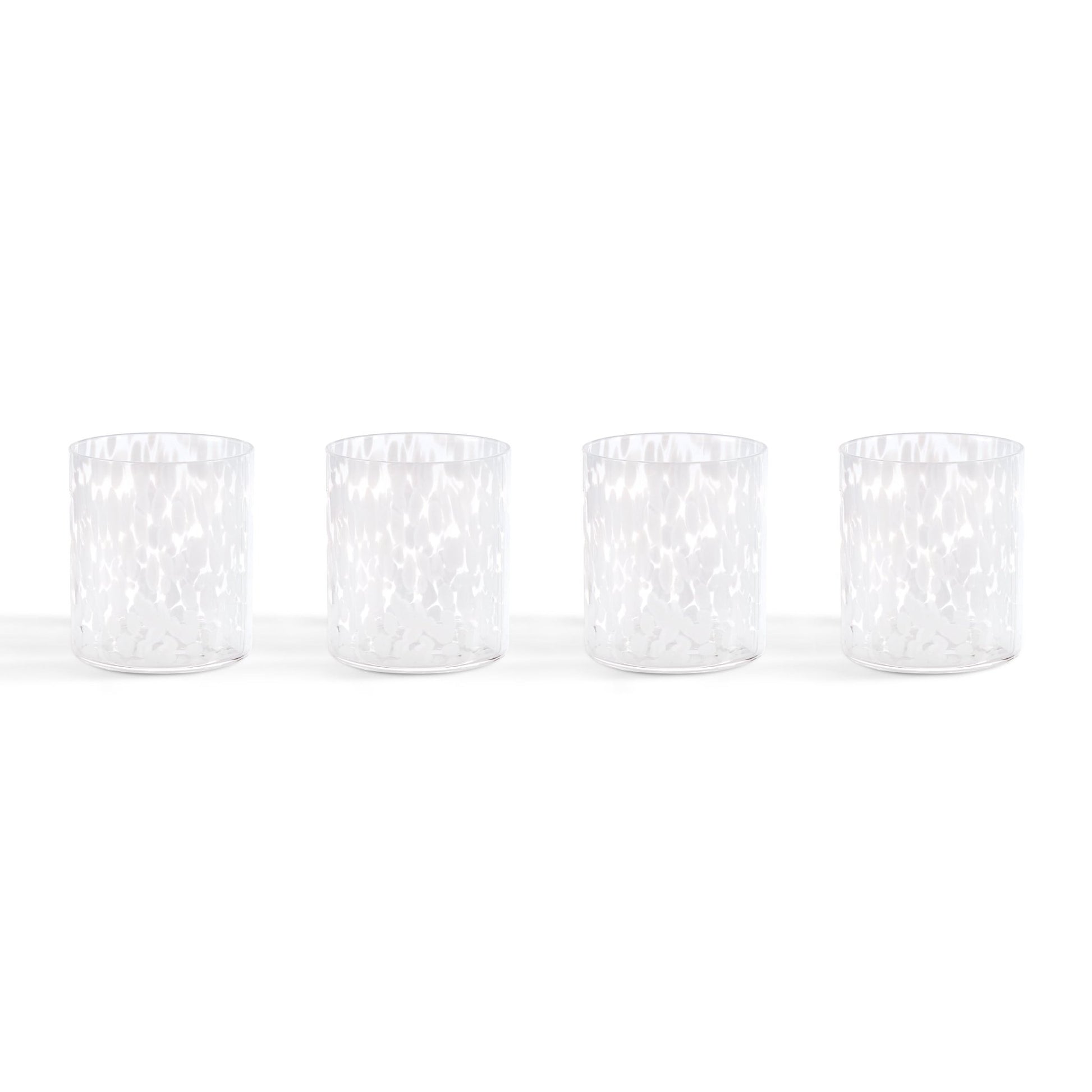 Sarda Dotty Glass Tumblers - Set of 4 - White - DUSK