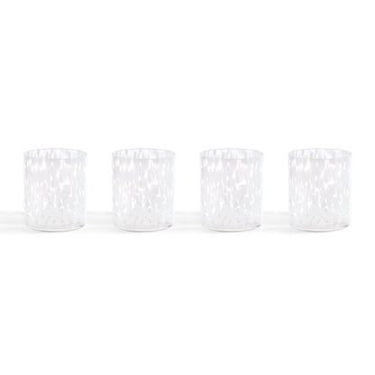 Sarda Dotty Glass Tumblers - Set of 4 - White - DUSK