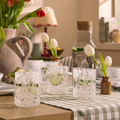 Sarda Dotty Glass Tumblers - Set of 4 - White - DUSK