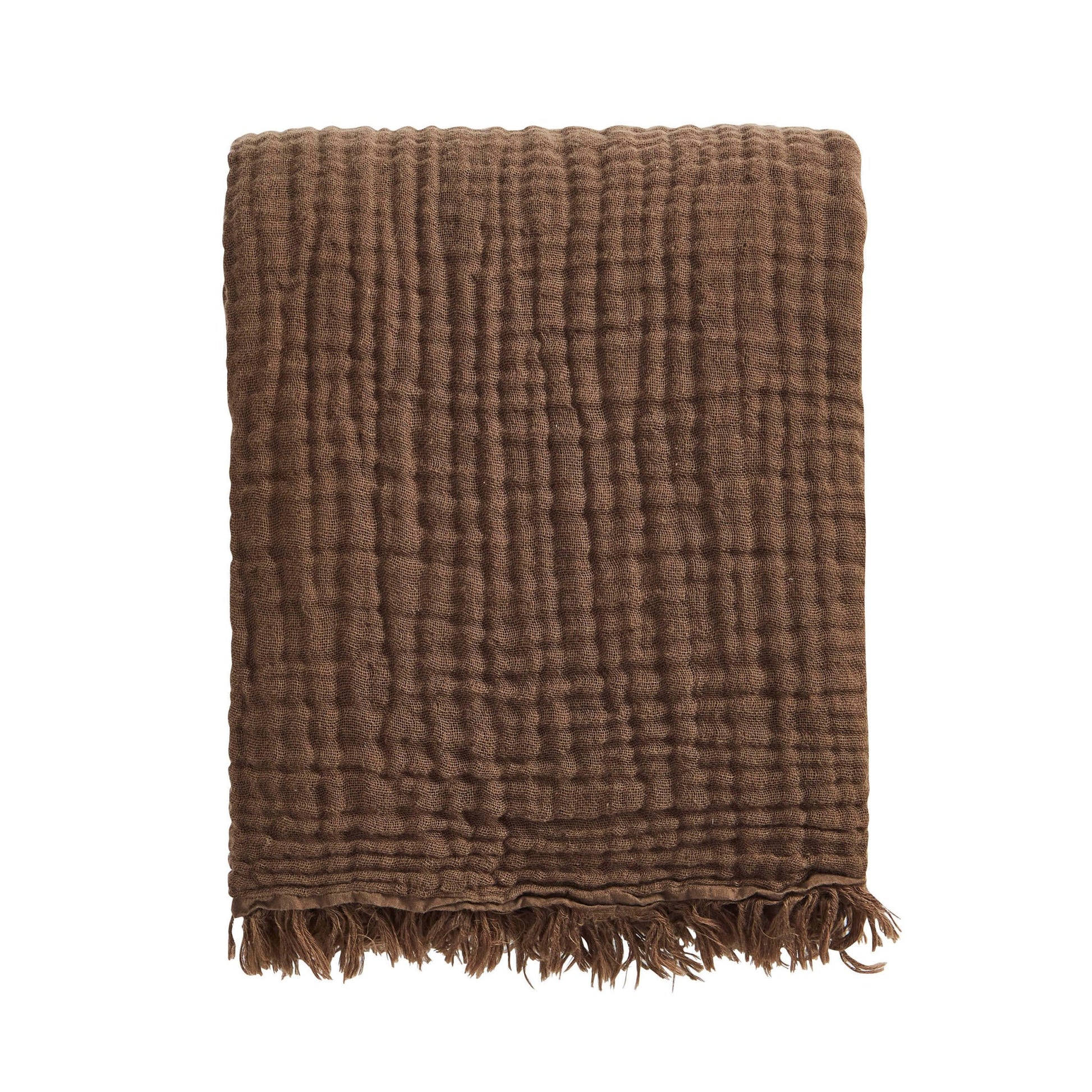 Savannah Four Layer Tufted Muslin Sofa Throw - Chocolate - DUSK