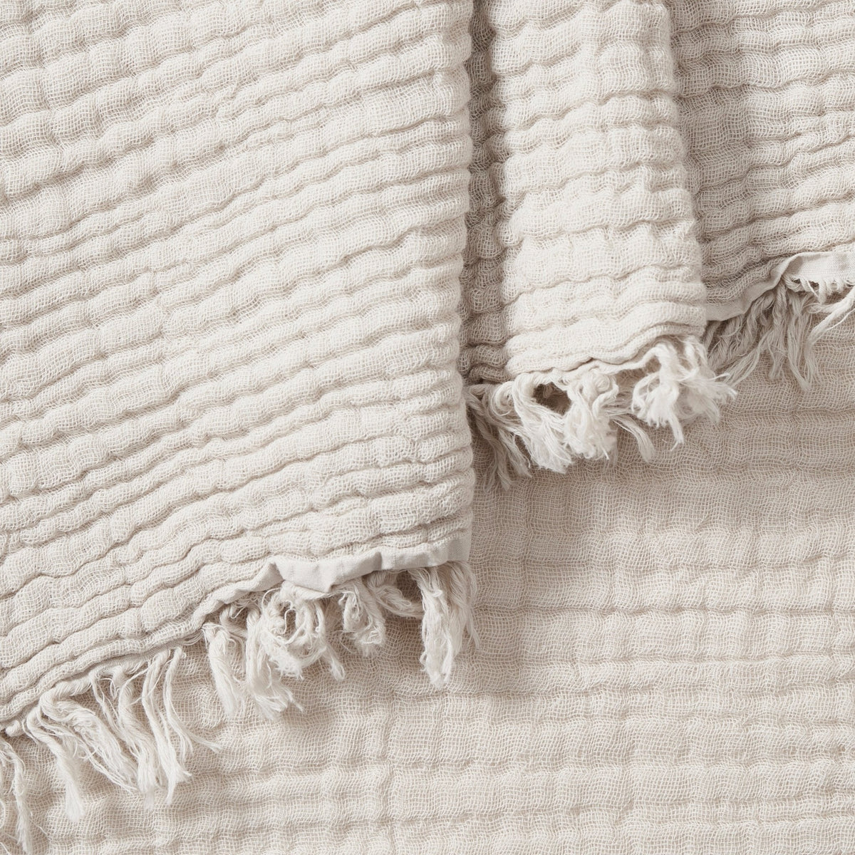 Savannah Four Layer Tufted Muslin Sofa Throw - Oat - DUSK