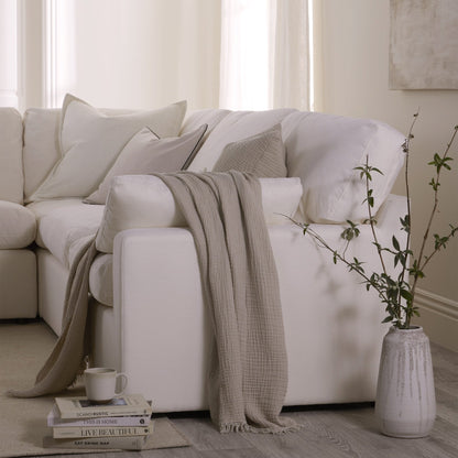 Savannah Four Layer Tufted Muslin Sofa Throw - Oat - DUSK