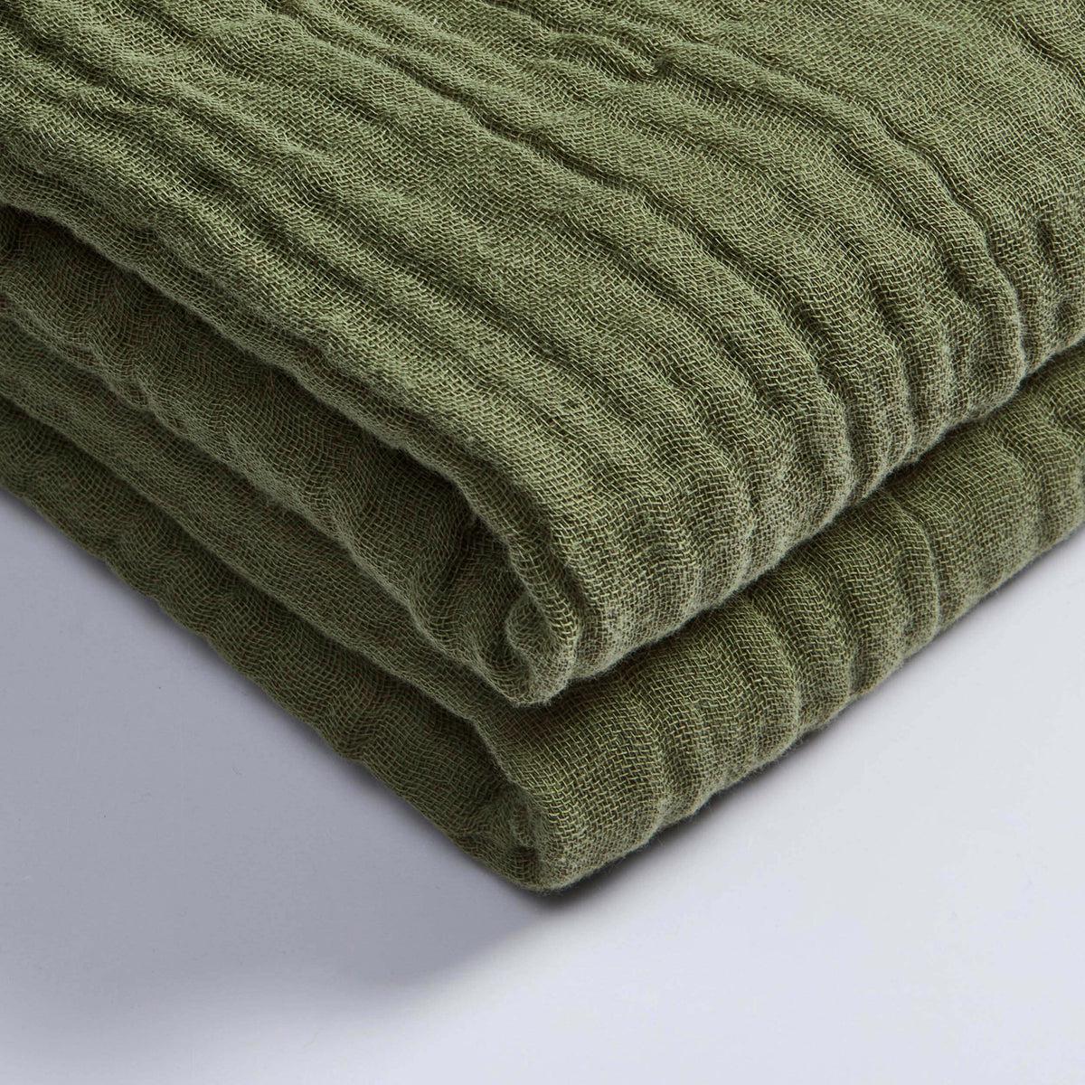 Savannah Four Layer Tufted Muslin Throw - Olive Green - DUSK