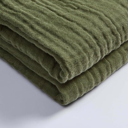 Savannah Four Layer Tufted Muslin Throw - Olive Green - DUSK