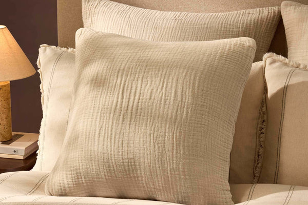 Savannah Set of 2 Tufted Muslin Cushion Cover - Oat - DUSK