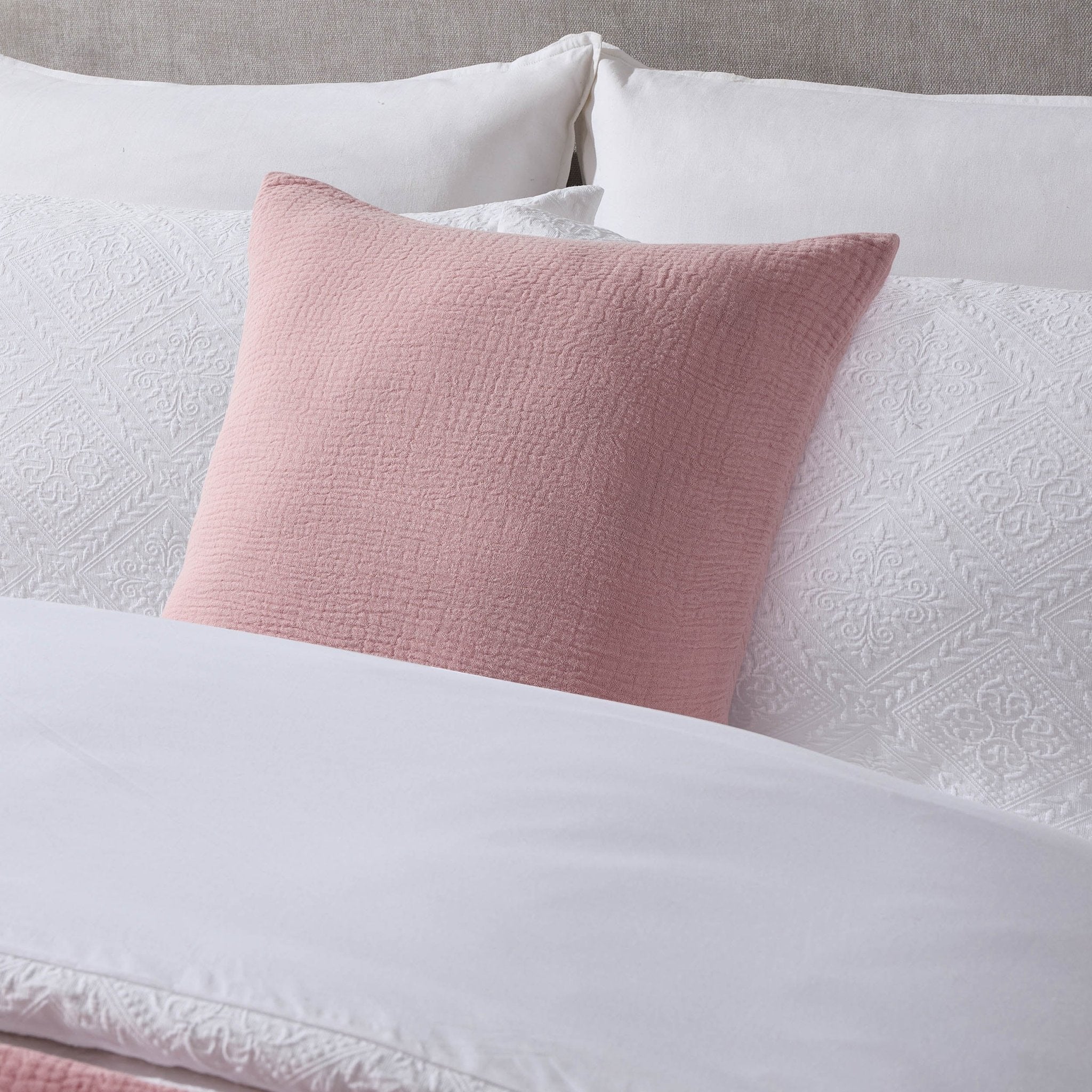 Savannah Set of 2 Tufted Muslin Cushion Cover - Rose - DUSK