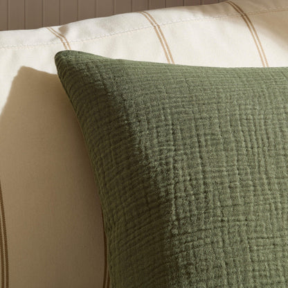 Savannah Set of 2 Tufted Muslin Sofa Cushion Covers - Olive Green - DUSK