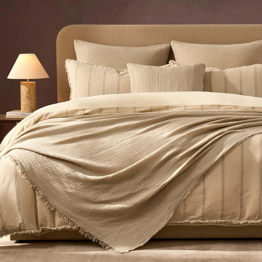 Savannah Tufted Muslin Throw - Oat - DUSK