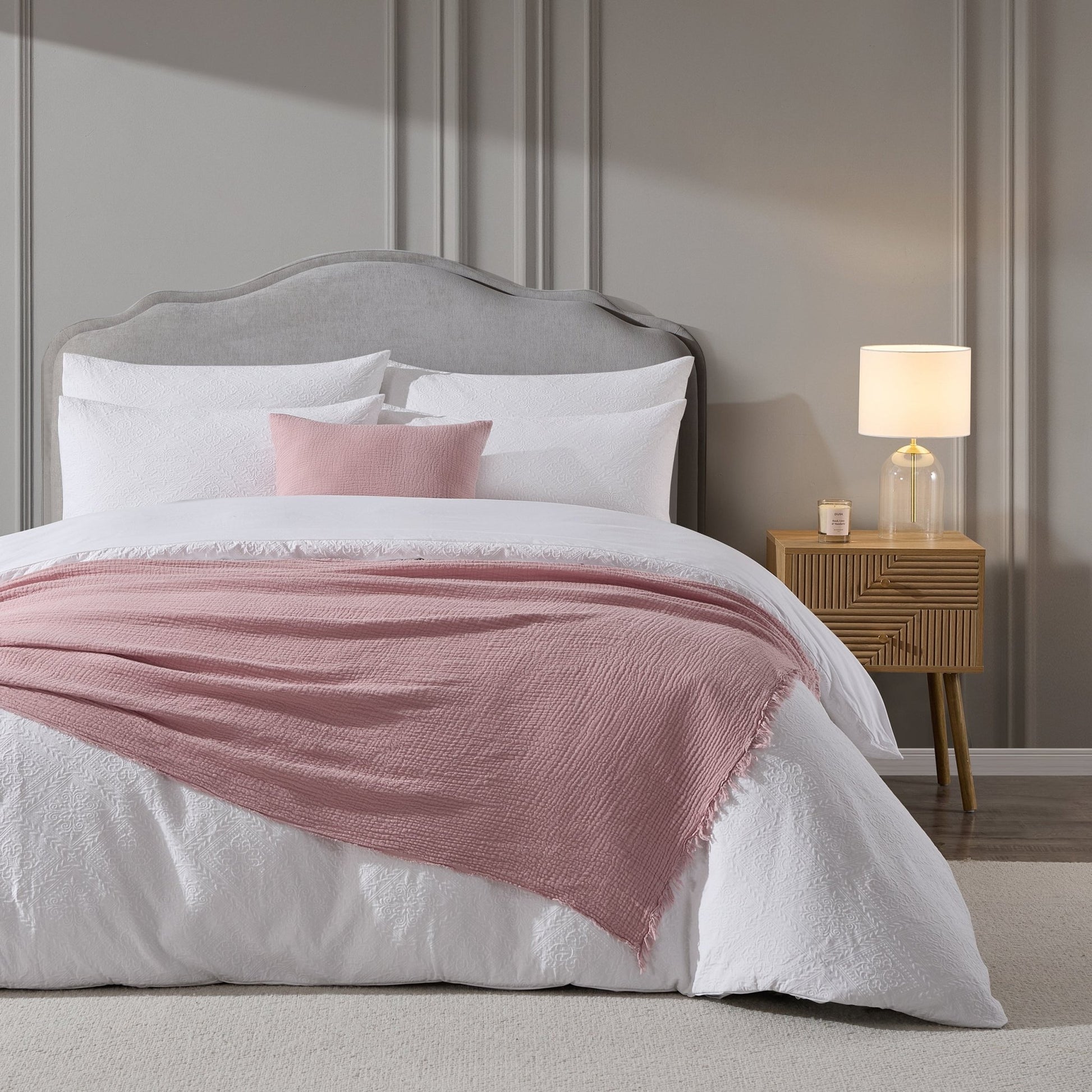 Savannah Tufted Muslin Throw - Rose - DUSK