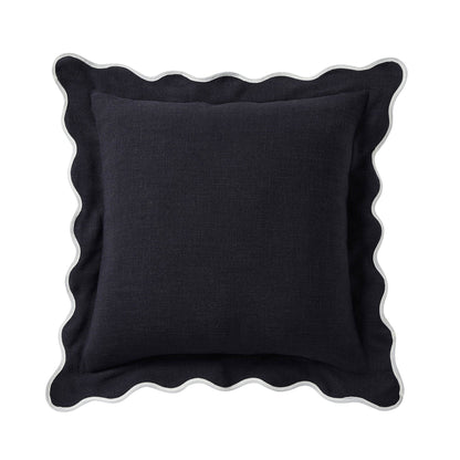 Scallop Contrast Edge Cushion Cover - Black/White - DUSK