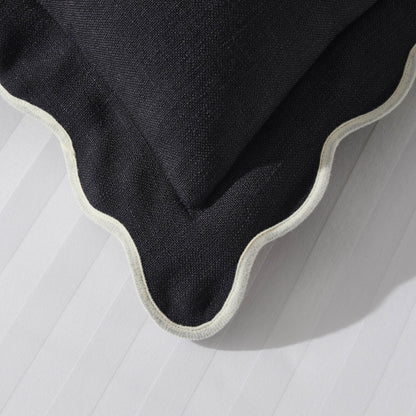 Scallop Contrast Edge Cushion Cover - Black/White - DUSK