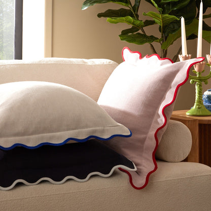 Scallop Contrast Edge Cushion Cover - Black/White - DUSK