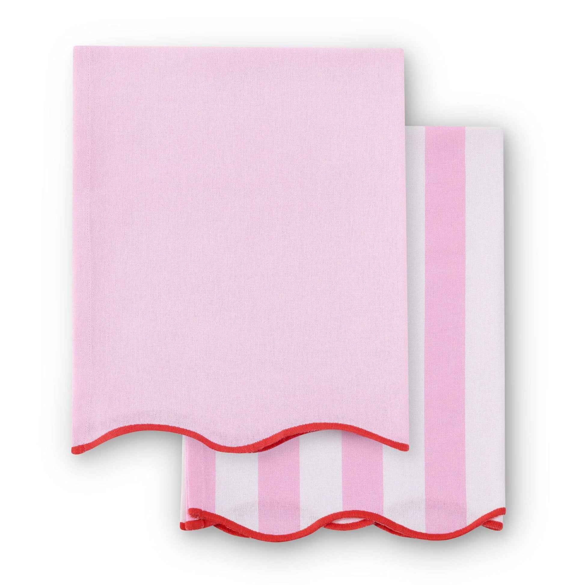 Scallop Edge Set of 2 Tea Towels - Pink/Red - DUSK