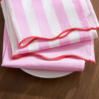Scallop Edge Set of 2 Tea Towels - Pink/Red - DUSK
